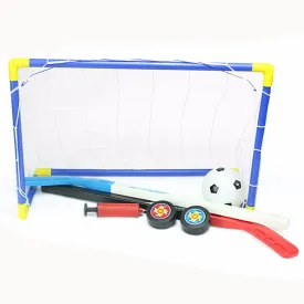 2 in 1 Outdoor/Indoor Kids Sports Soccer & Ice Hockey Goals with Balls and Pump Practice Scrimmage Game Football  Toy Set