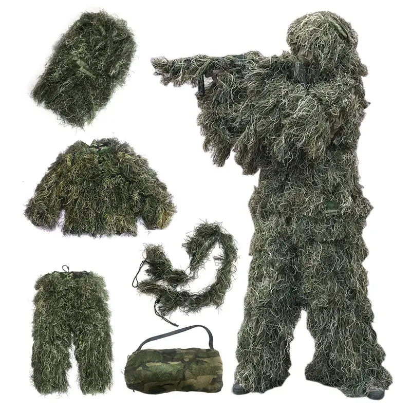 5pcs/Set Camouflage Ghillie Suit Yowie Sniper Tactical Clothes Camo Suit