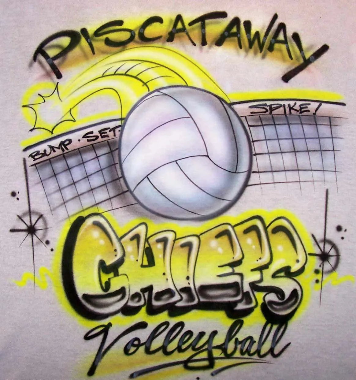 Airbrushed Volleyball Bump-Set-Spike! Tournament Event Shirt