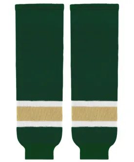 Athletic Knit (AK) HS630-262 Dark Green/White/Vegas Gold Knit Ice Hockey Socks