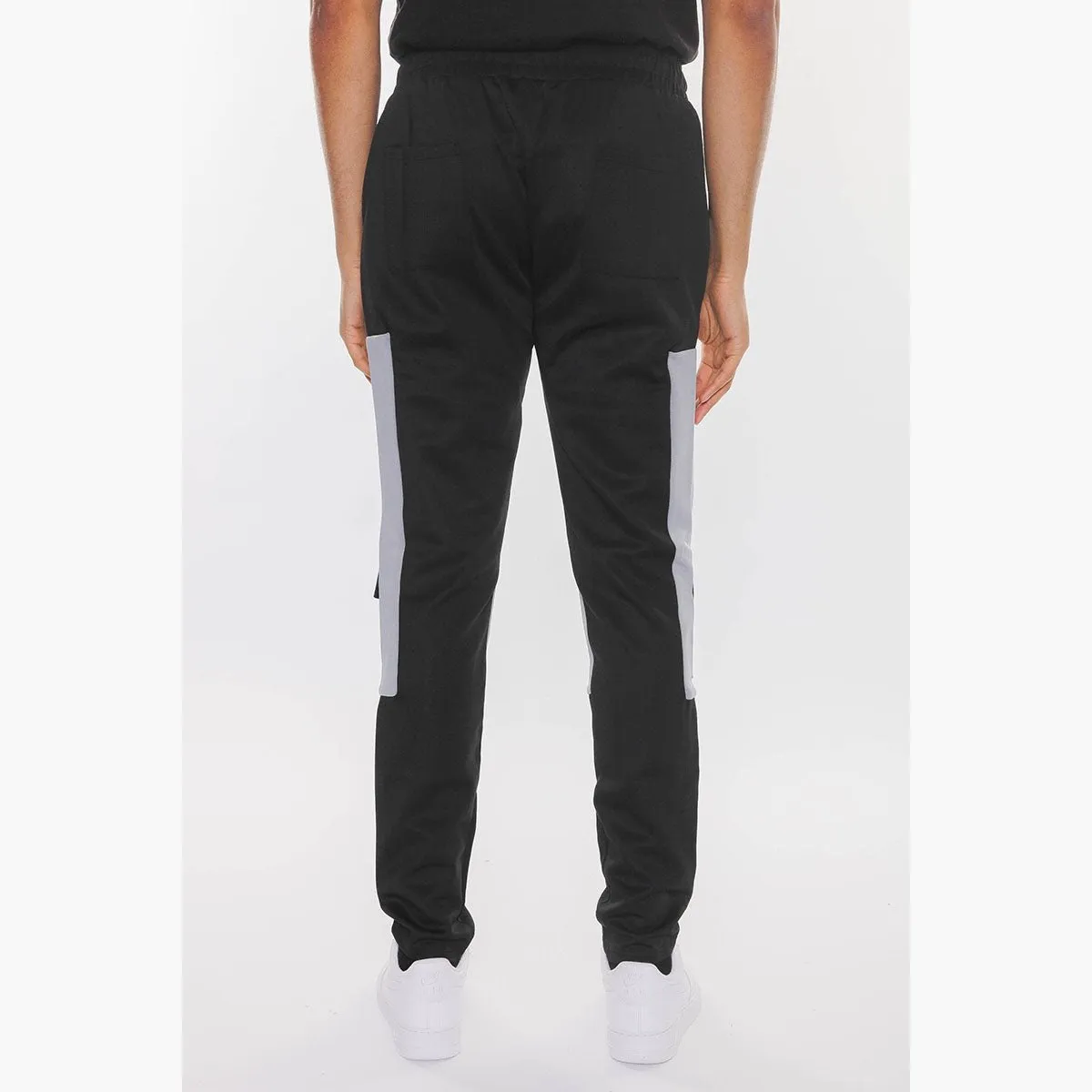 Black & Grey Color Block Cargo Track Pants