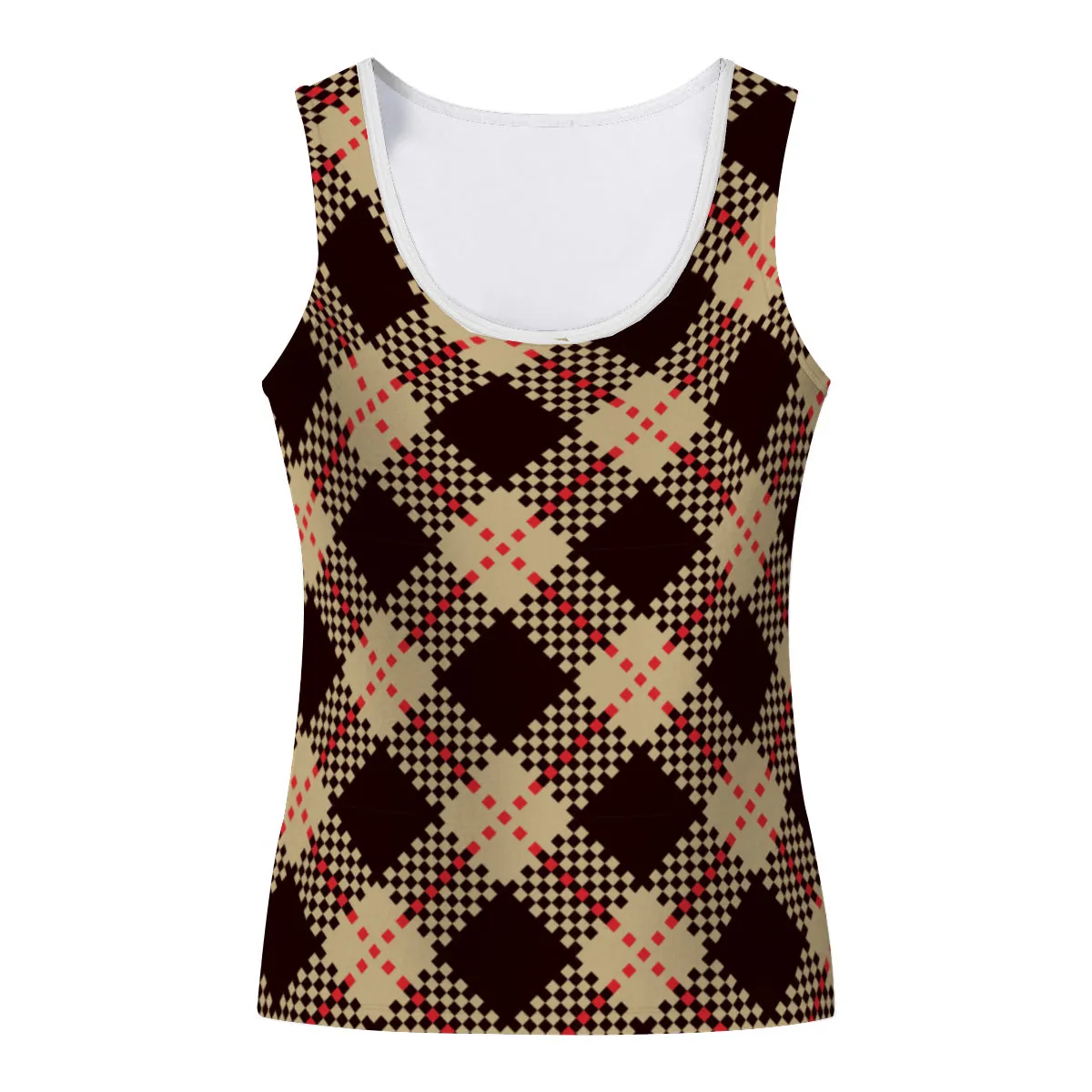 Brown Plaid Tank Top