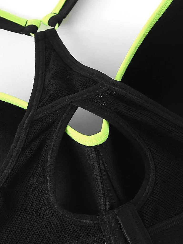 Contrast Piping Sports Bra