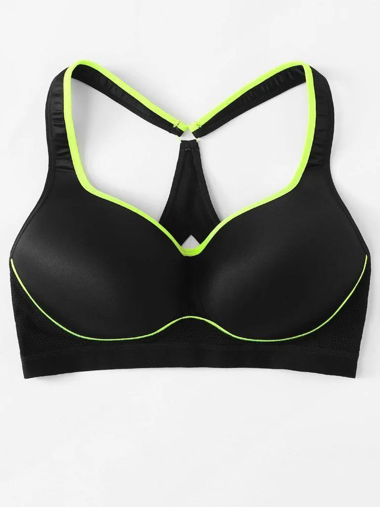 Contrast Piping Sports Bra