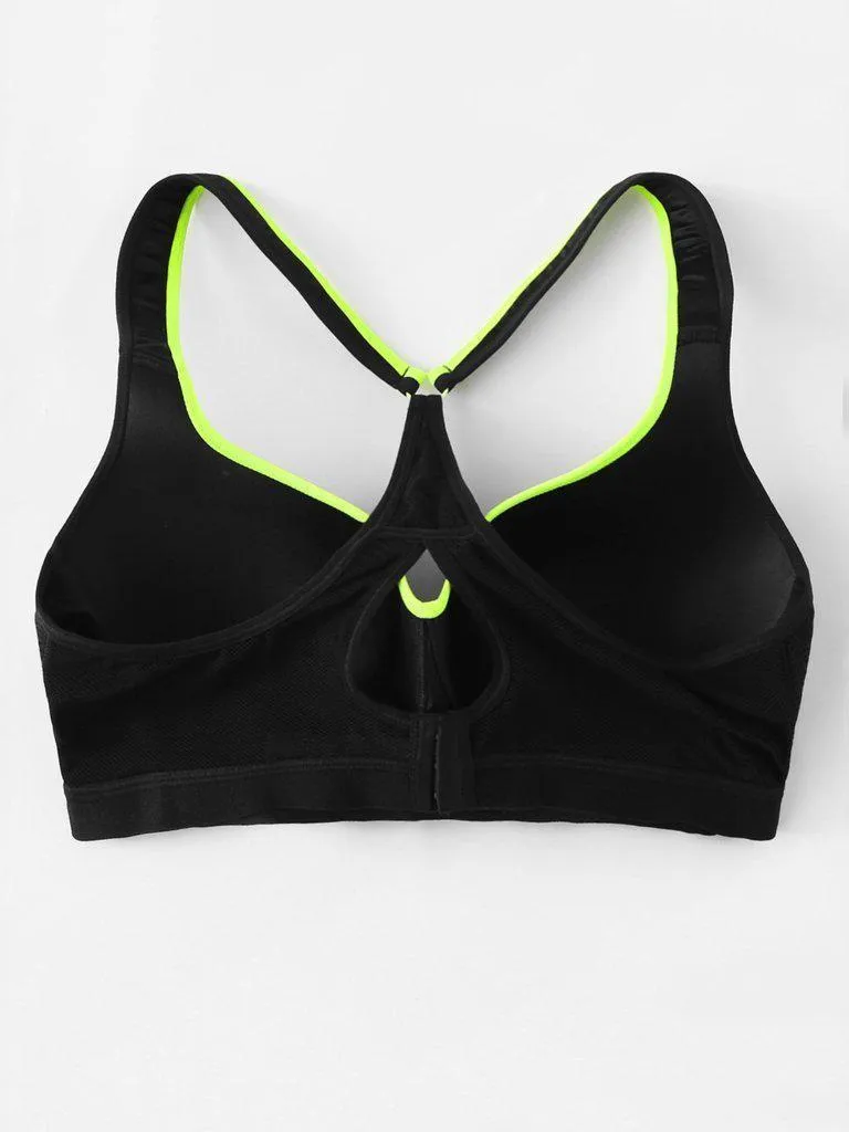 Contrast Piping Sports Bra