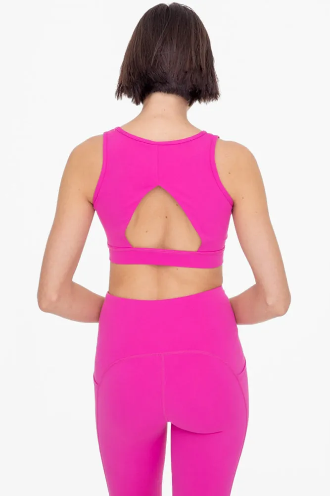 Cutout Overlay Back Performance Top in Rose Violet by Mono B