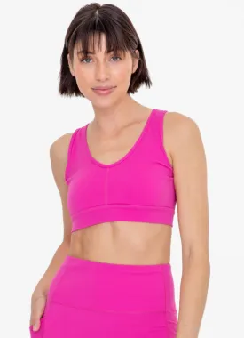 Cutout Overlay Back Performance Top in Rose Violet by Mono B