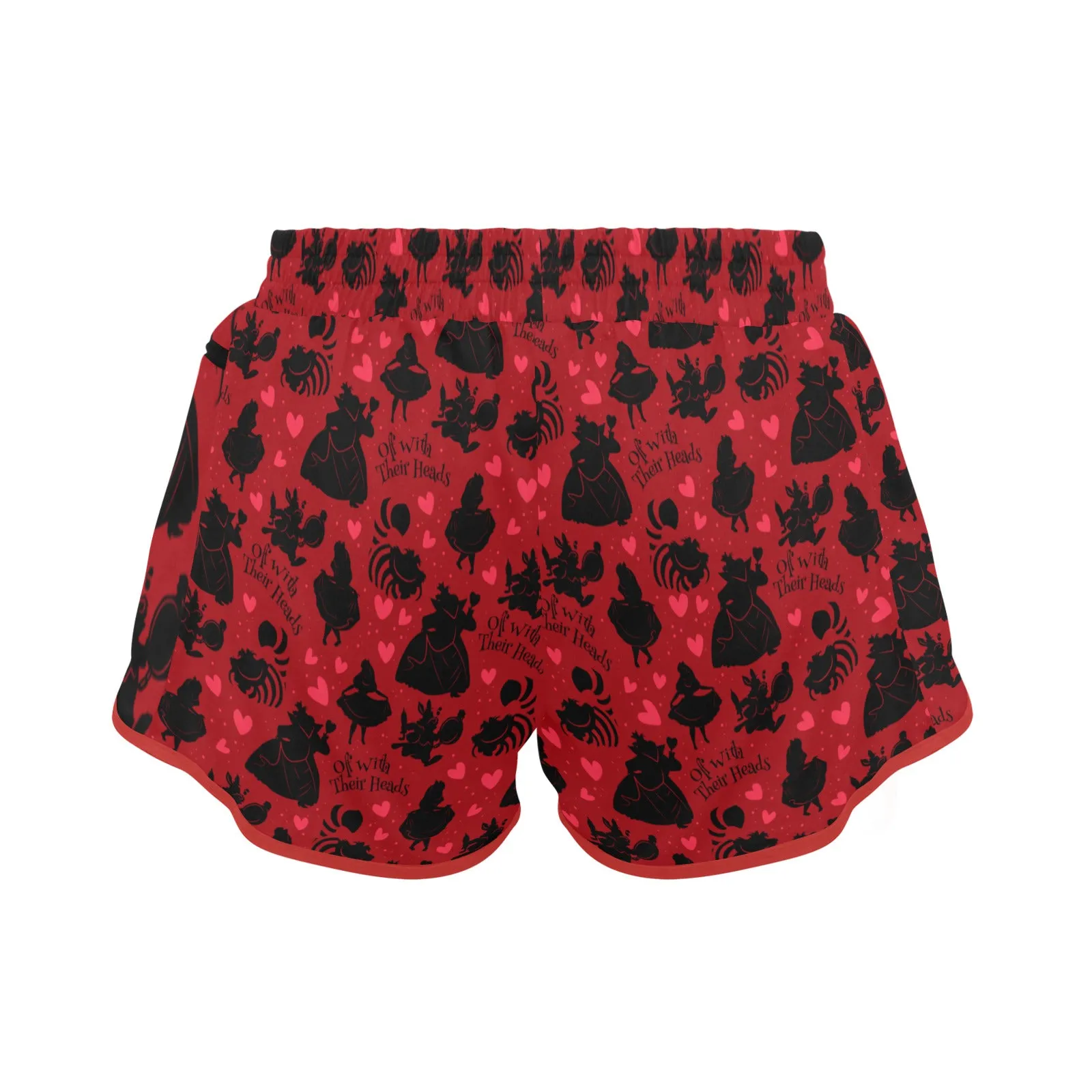 Disney Alice In Wonderland Queen Of Hearts Off With Their Heads Women's Athletic Sports Shorts