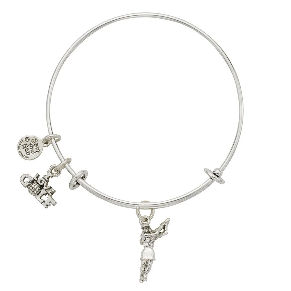 Female Golfer I Love Golf Charm Bangle Bracelet