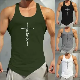 Gym Tank Top Faith Logo Printed Fitness Clothing