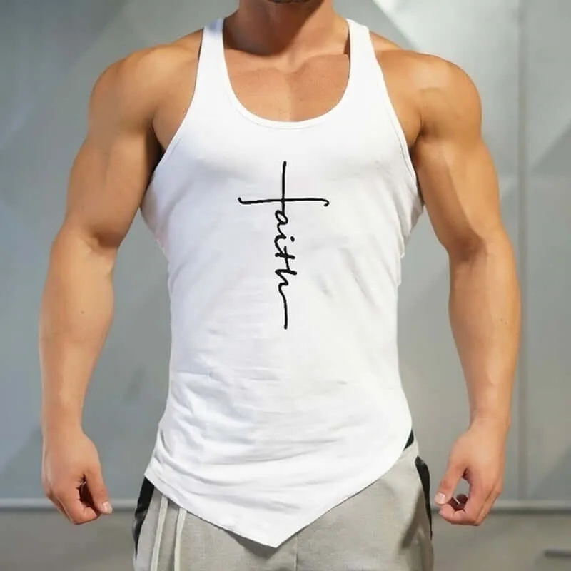 Gym Tank Top Faith Logo Printed Fitness Clothing