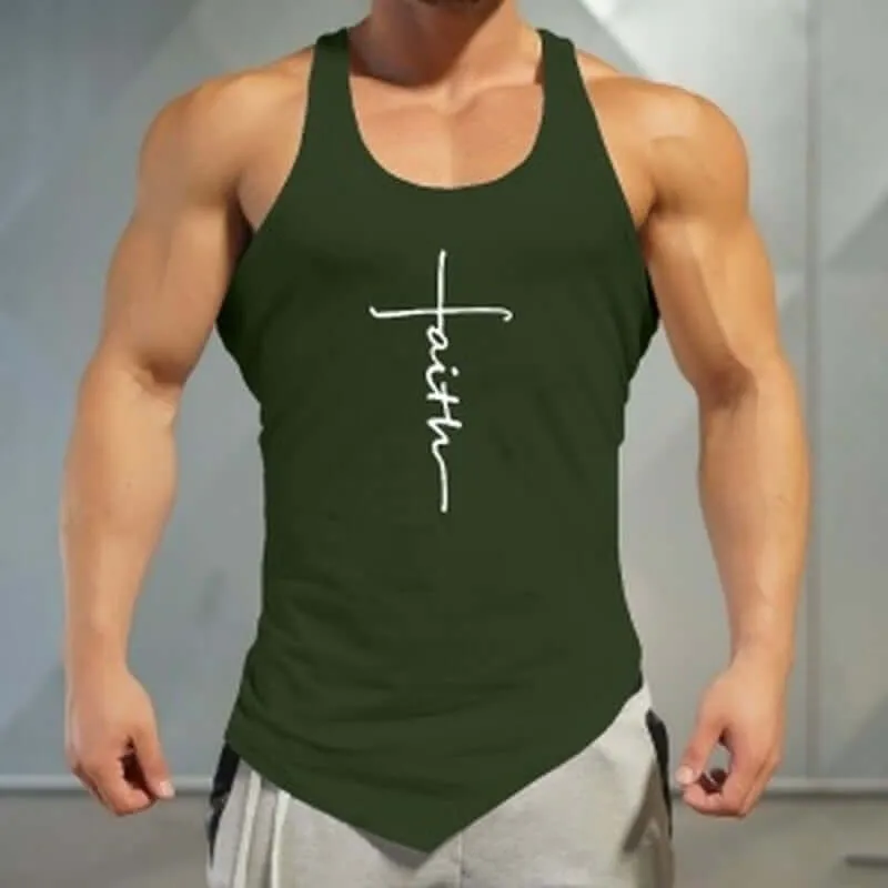 Gym Tank Top Faith Logo Printed Fitness Clothing