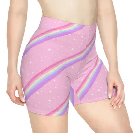 Kawaii Sparkle Cake Rainbow Beam Women's Biker Shorts