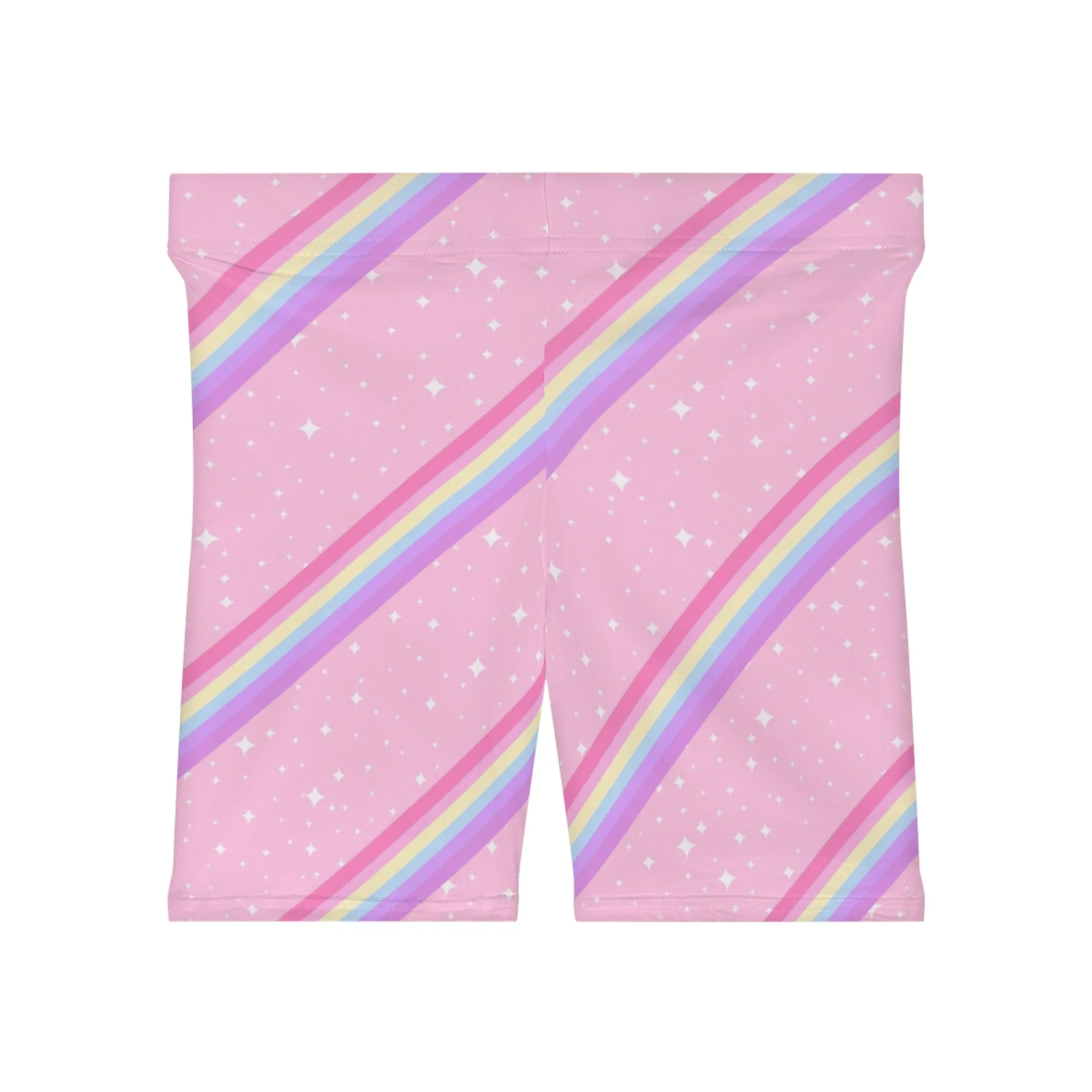 Kawaii Sparkle Cake Rainbow Beam Women's Biker Shorts