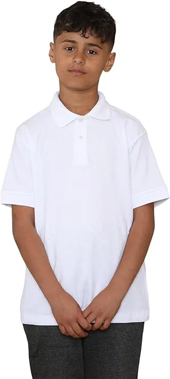 KHIM Unisex Polo Short Sleeve Polycotton Boys Girls School Uniform Plain Half Sleeve Shirts Sports Wear Indoor Outdoor Age 2-14 years