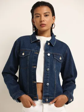 LOV Blue Solid Denim Jacket