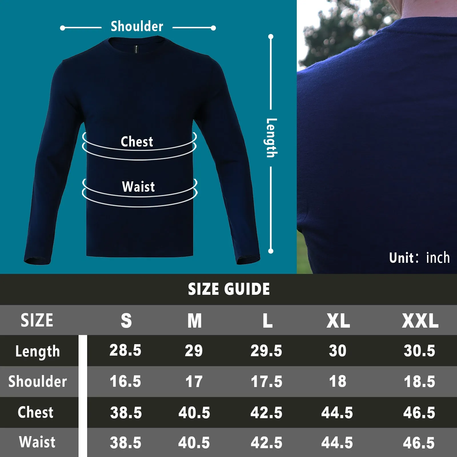 Men's Merino 160g Base Layer Top Navy