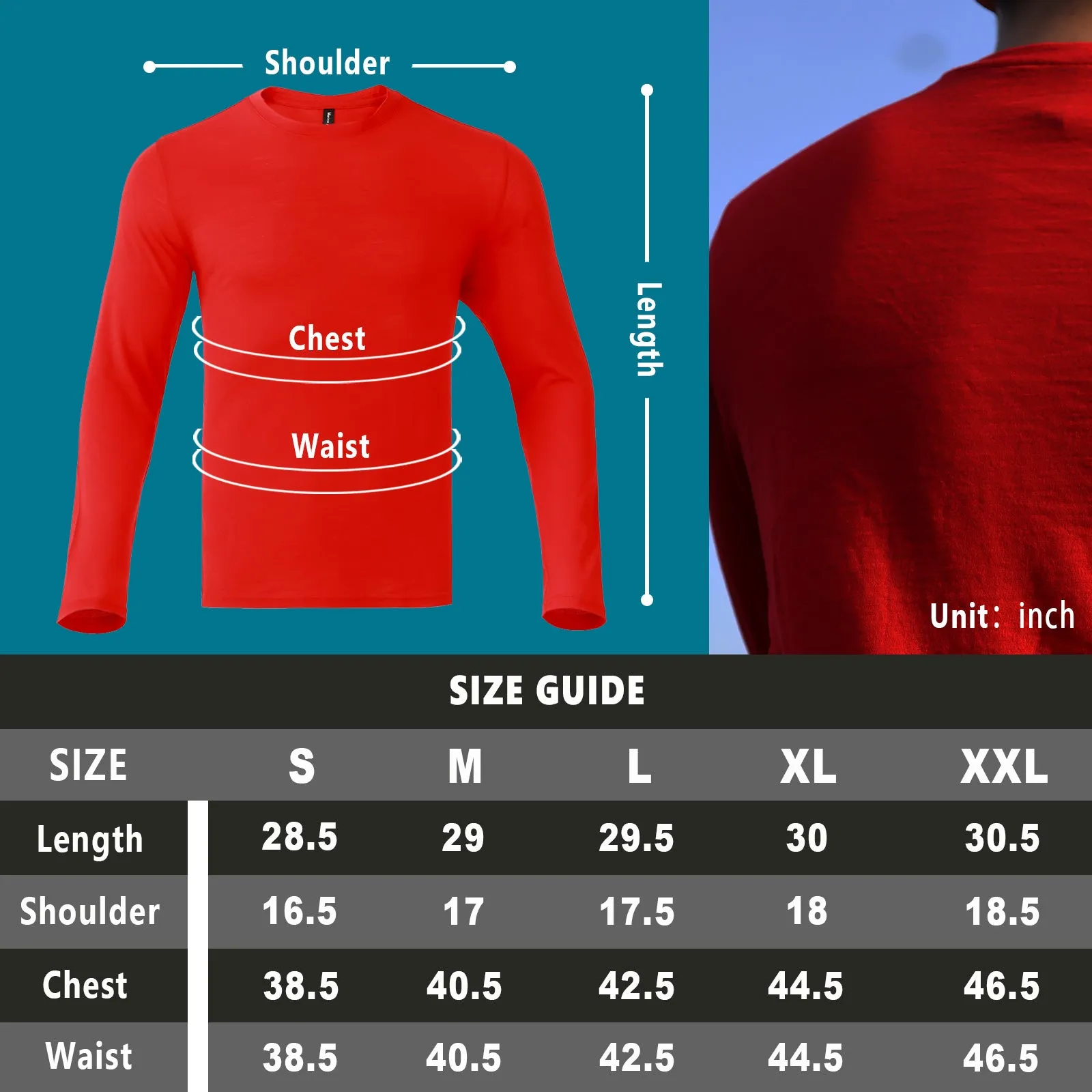 Men's Merino 160g Base Layer Top Red