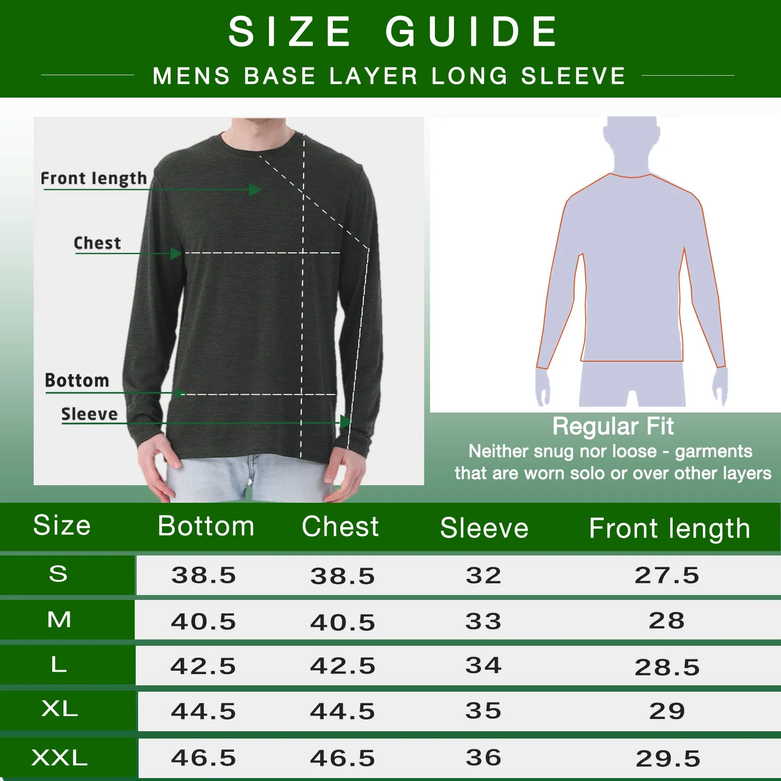 Men's Merino 170g Classic All-Season Base Layer Crew Army Green