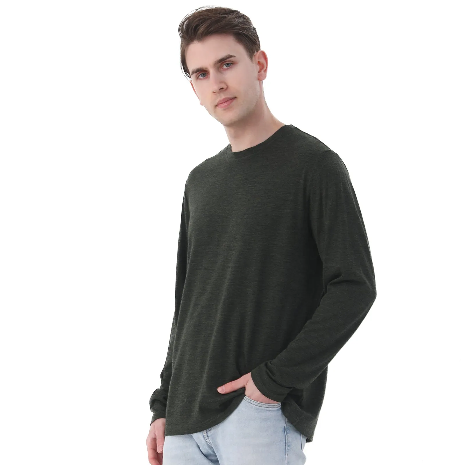 Men's Merino 170g Classic All-Season Base Layer Crew Army Green