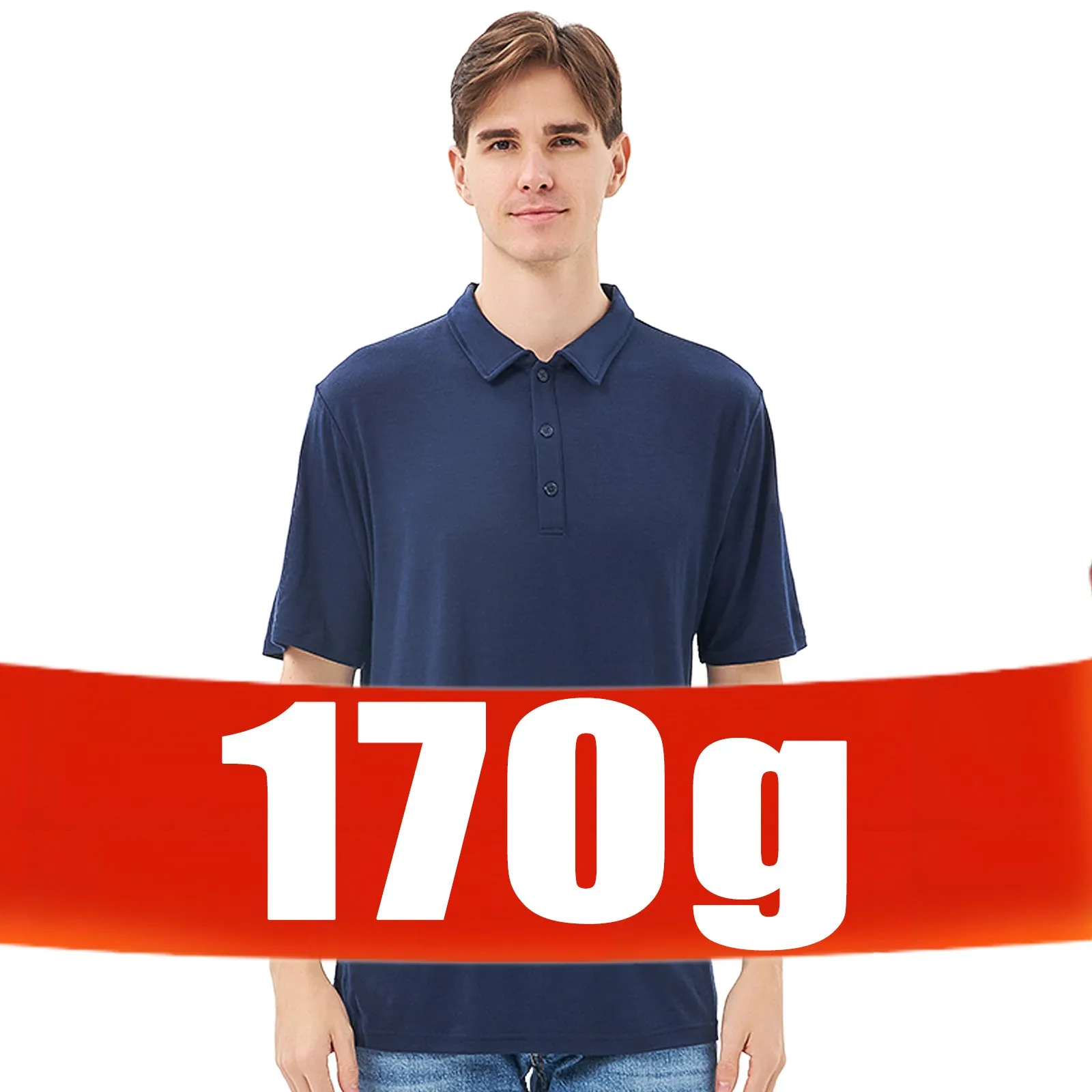 Men's Merino 170g Short Sleeve Polo Navy