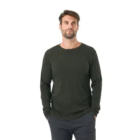 Men's Merino 250g Long Sleeve Crewe Thermal Top Moss Green Heather