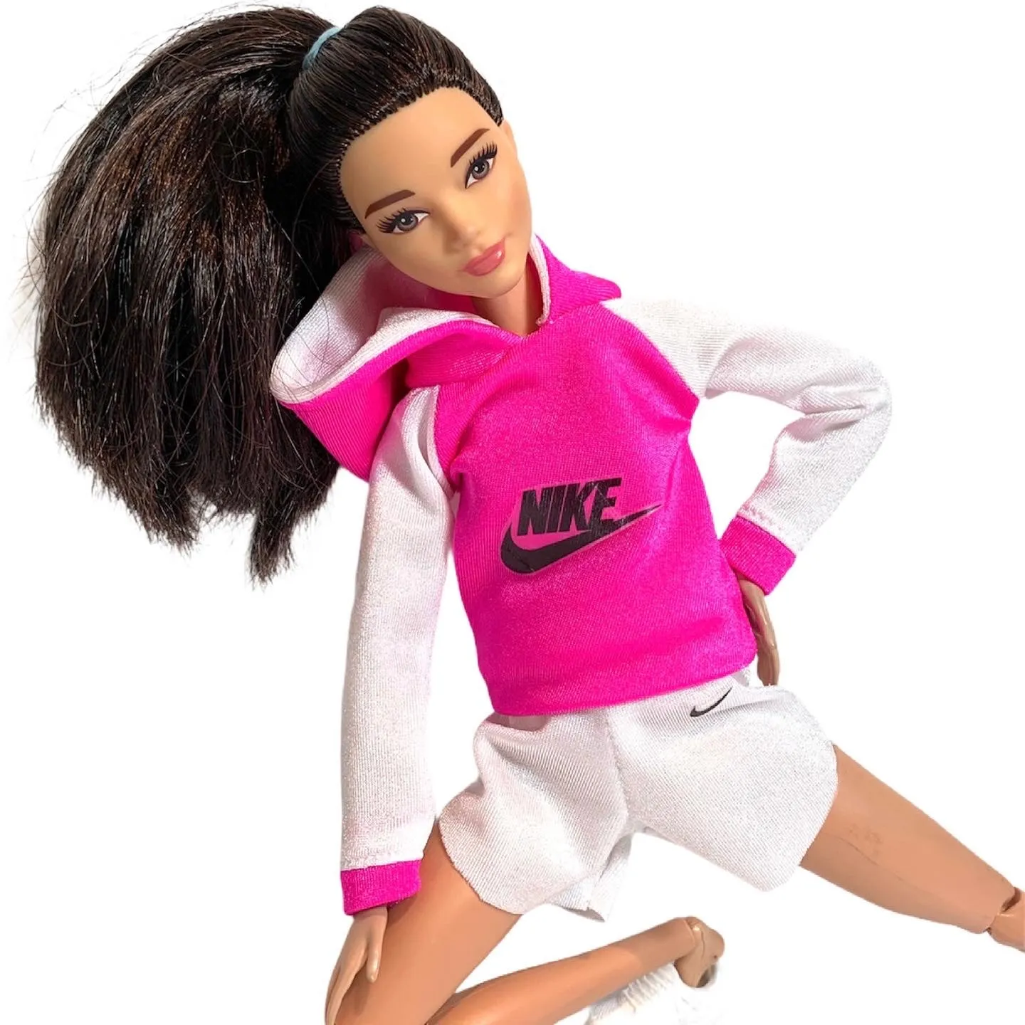 Pink Barbie doll hoodie and shorts