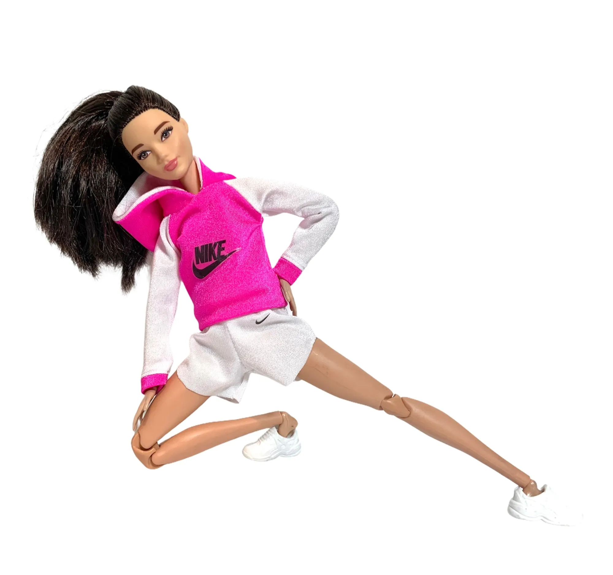 Pink Barbie doll hoodie and shorts