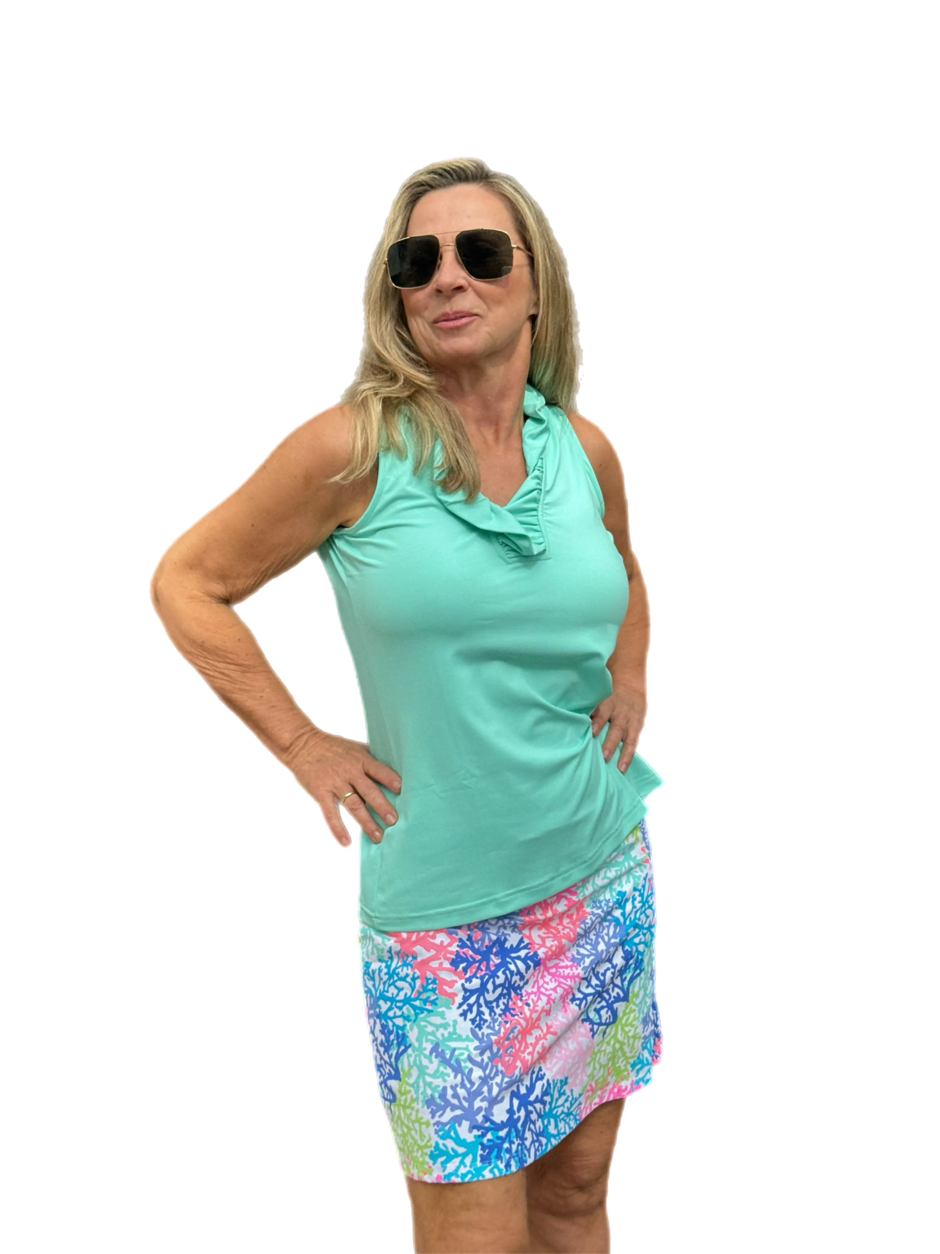 Pull-on Zip Skort with UPF50  Bright Corals