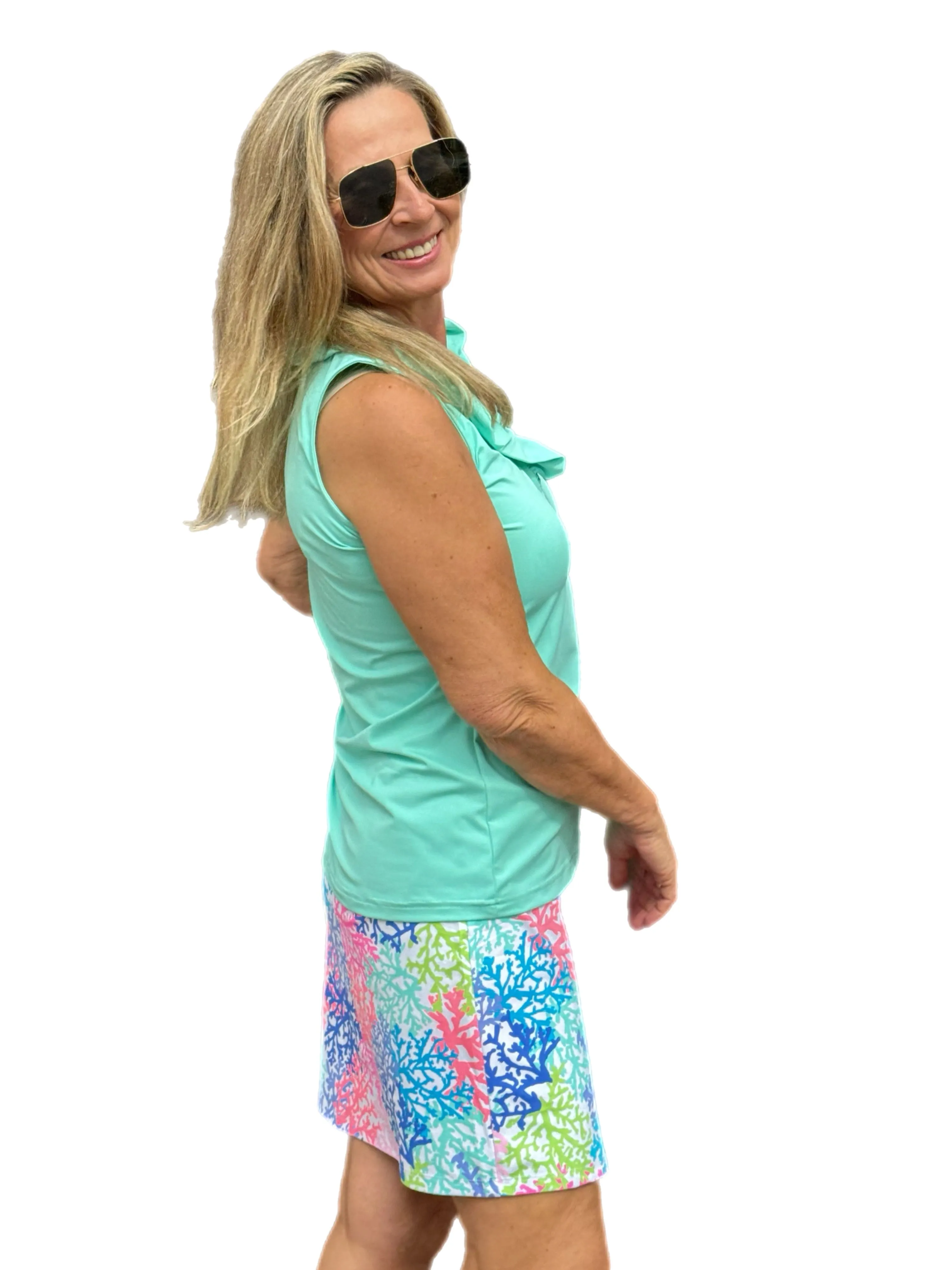 Pull-on Zip Skort with UPF50  Bright Corals