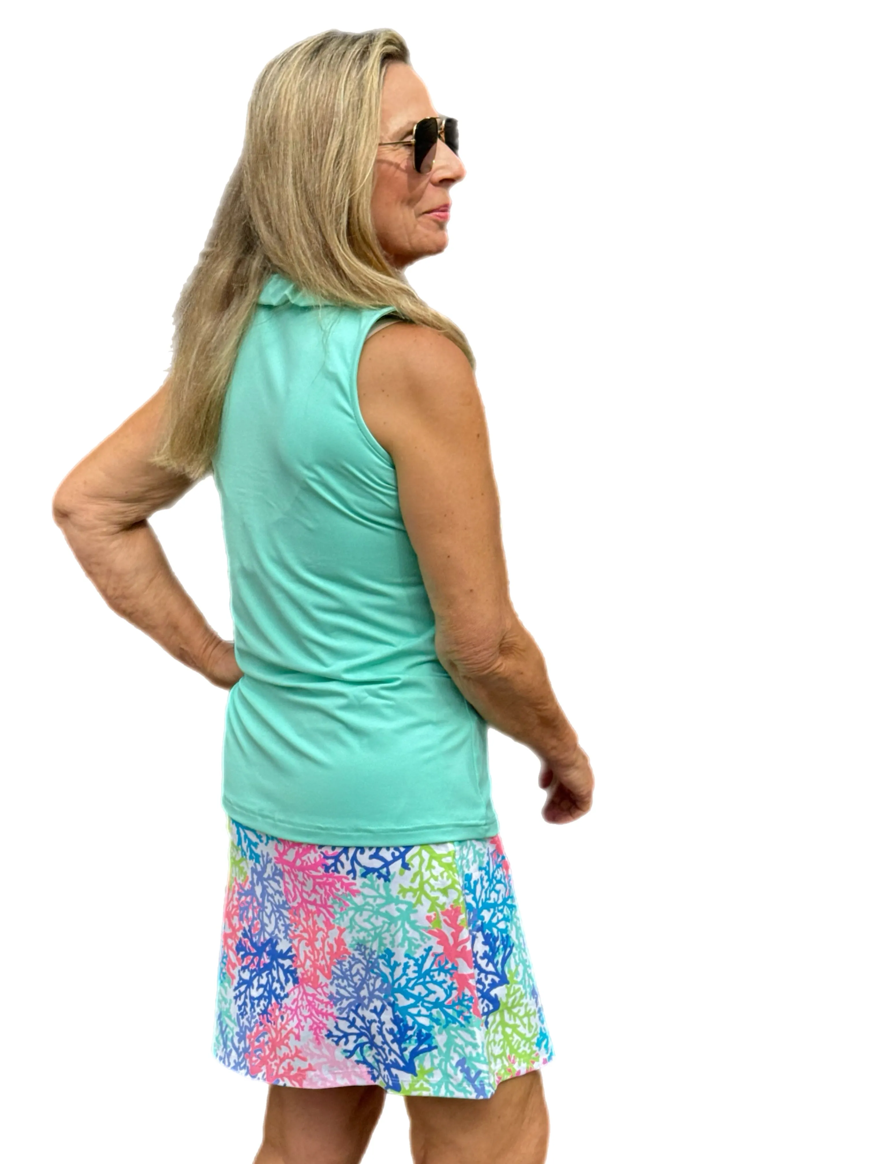 Pull-on Zip Skort with UPF50  Bright Corals