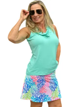 Pull-on Zip Skort with UPF50  Bright Corals