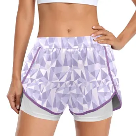 Purple Wall Women's Sports Shorts With Compression Liner