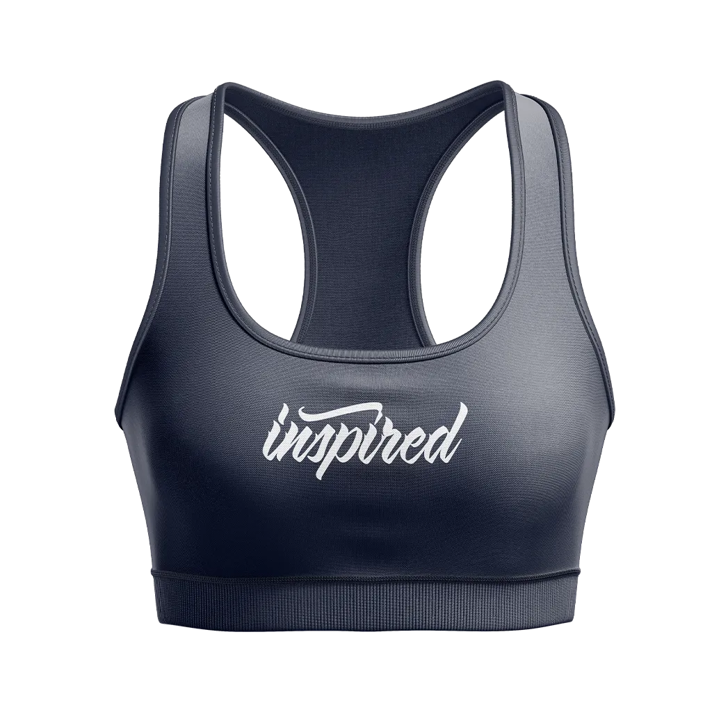 Ribbed Seamless Racerback "Inspired Script" Sports Bra