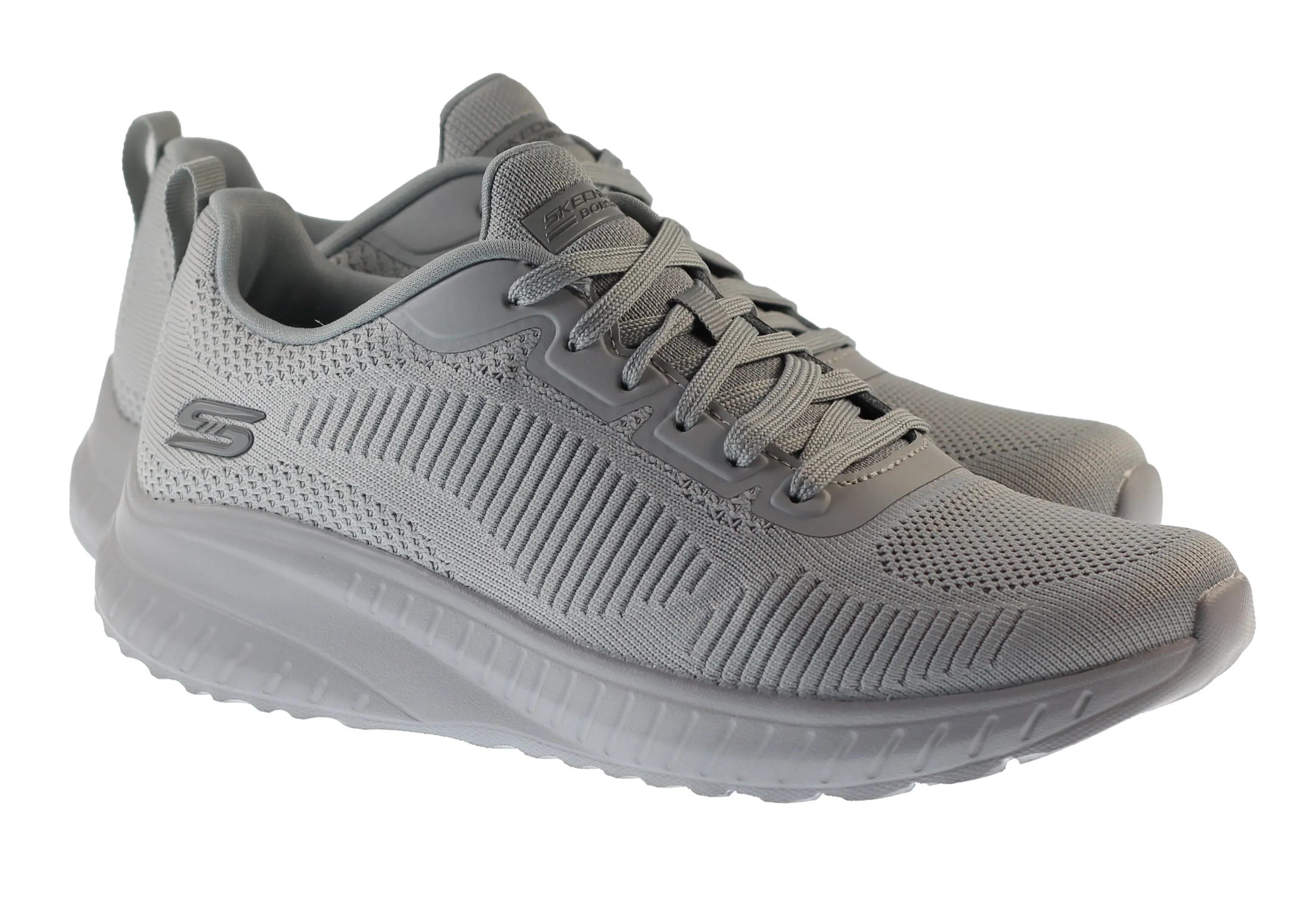 Skechers Trainers Womens Bobs Sports Squad Chaos Face Off Light Grey