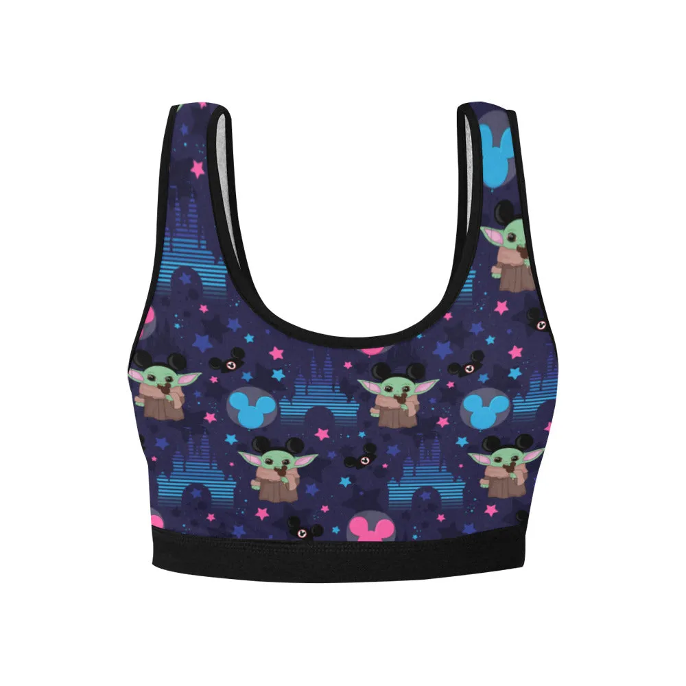 Star Wars Baby Yoda Castle Women's Athletic Sports Bra