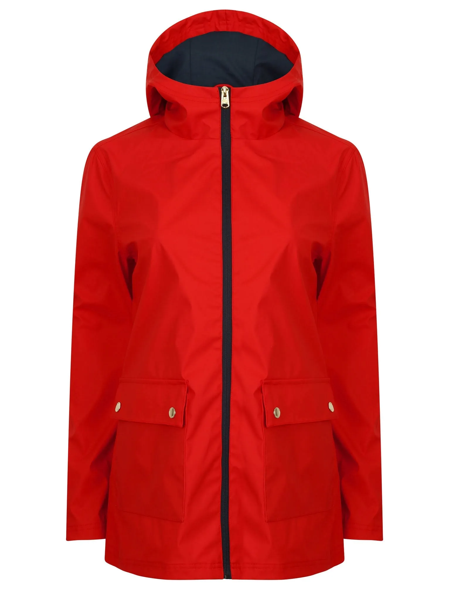 TL Seagull Hooded PU Coat in Tango Red - Tokyo Laundry