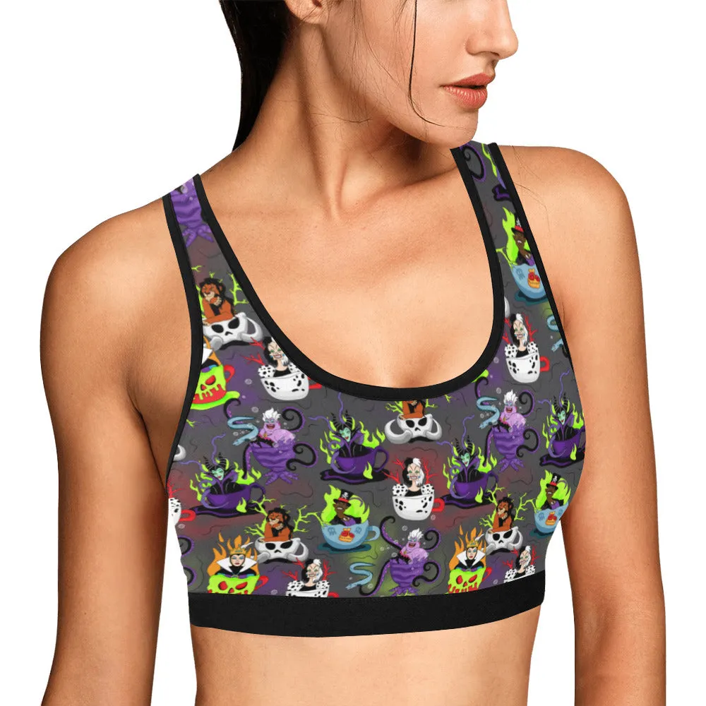 Villain Tea Cups Women's Athletic Sports Bra