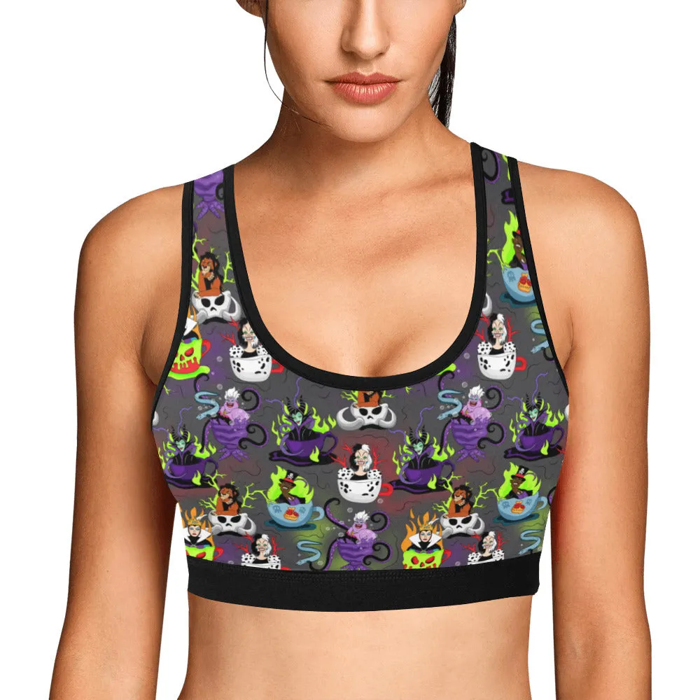 Villain Tea Cups Women's Athletic Sports Bra