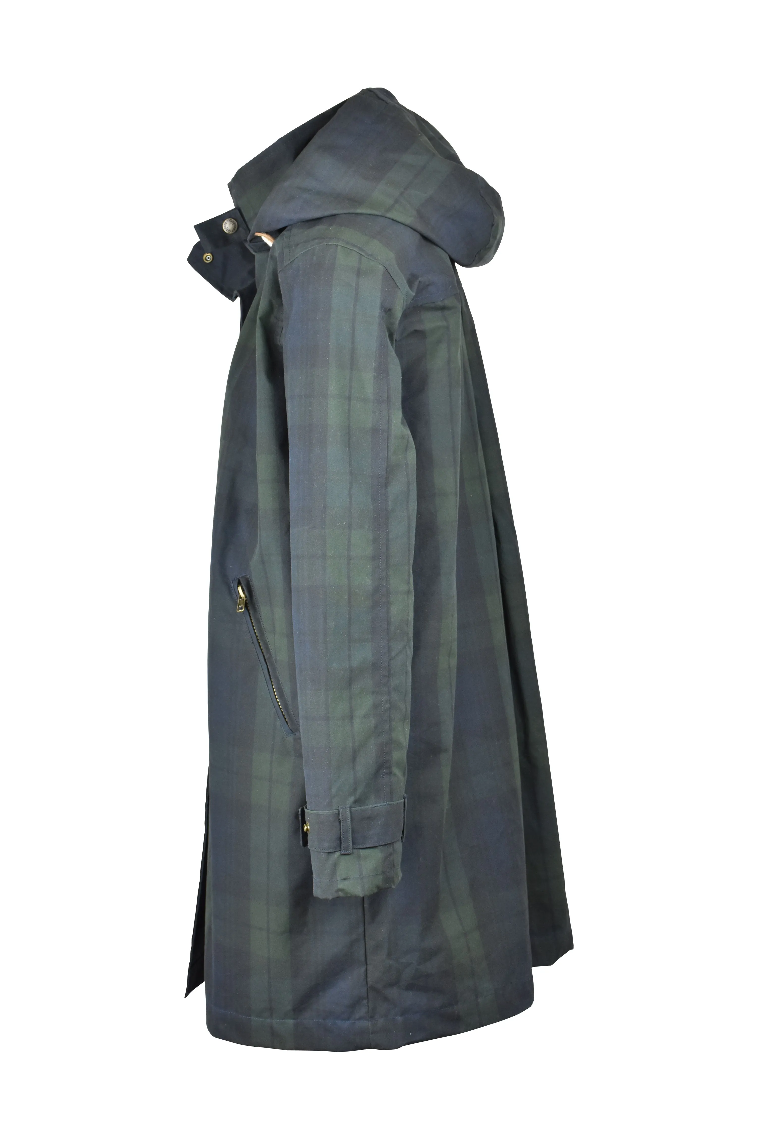 W77 - Ladies Brighton Tartan Washwax Parka - BLACKWATCH