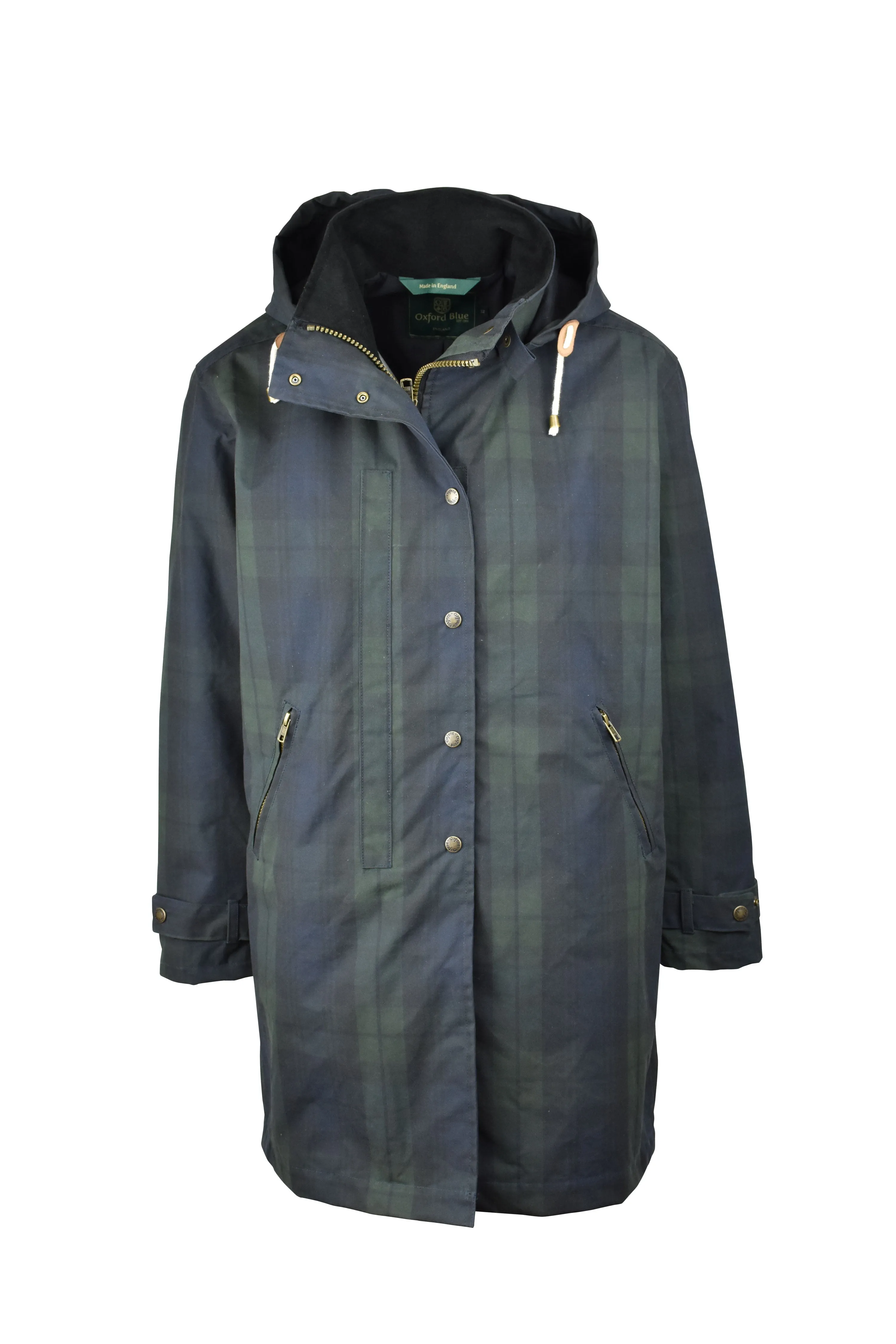 W77 - Ladies Brighton Tartan Washwax Parka - BLACKWATCH