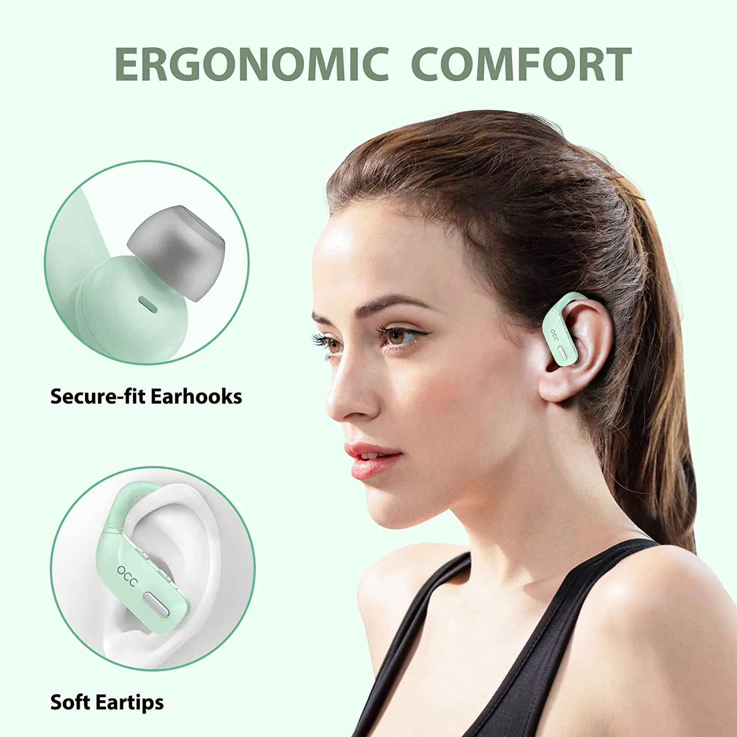 Wireless Earbuds Occiam Bluetooth Headphones 48H Play Back Earphones in Ear Waterproof with Microphone LED Display for Sports Running Workout