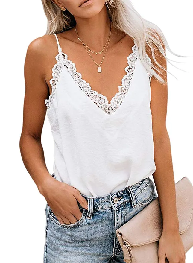 Women Halter Tank Tops Lace Crochet