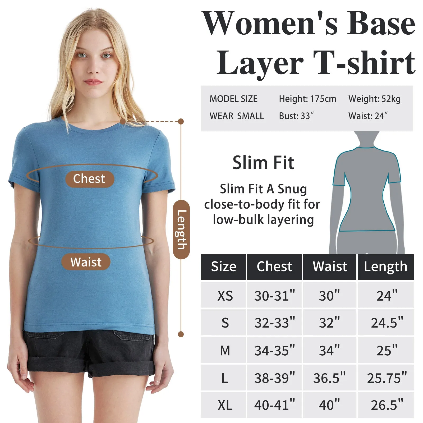 Women's Merino 170g Classic Short Sleeve T-Shirt Lake Blue