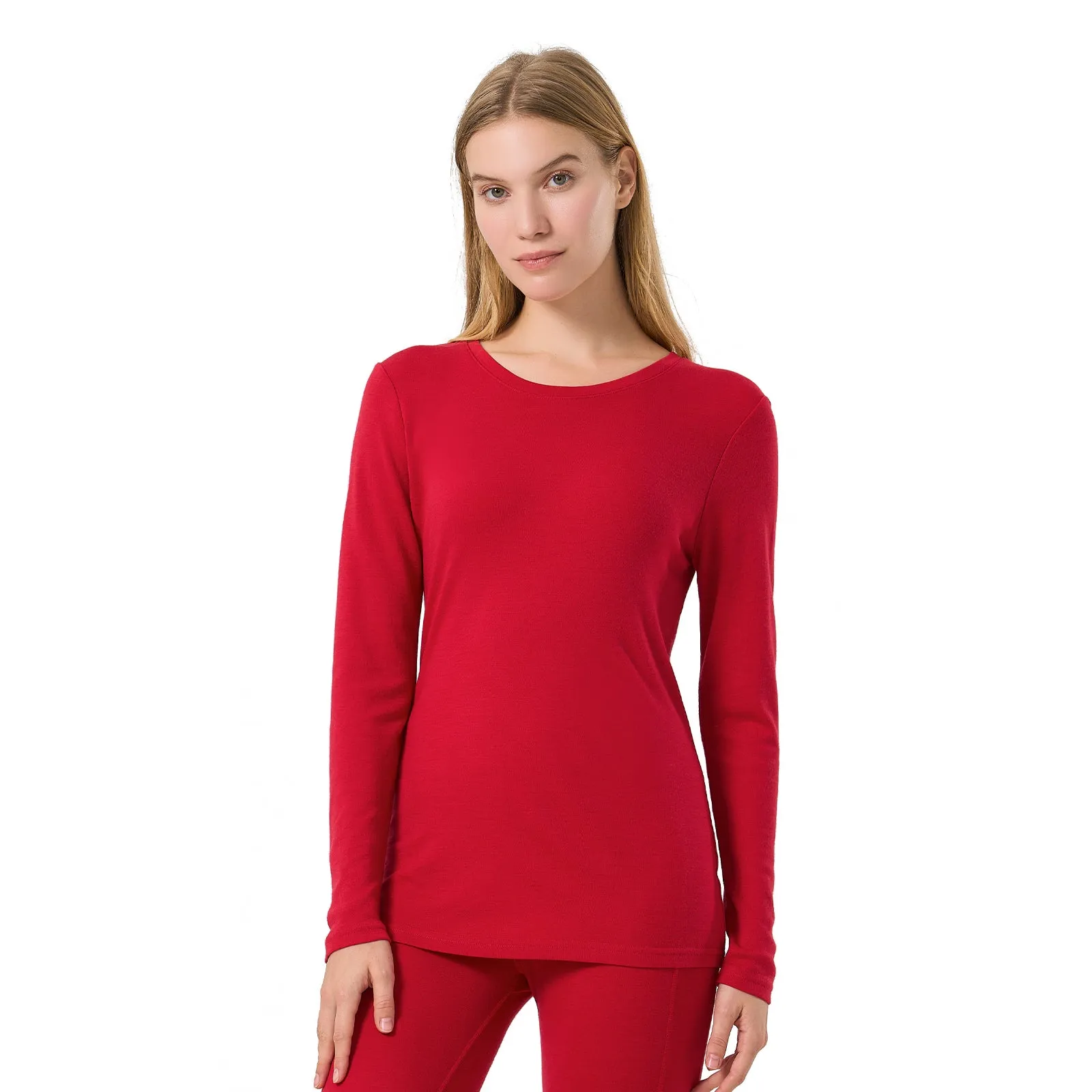 Women's Merino 250g Long Sleeve Crewe Thermal Top Equestrian Red